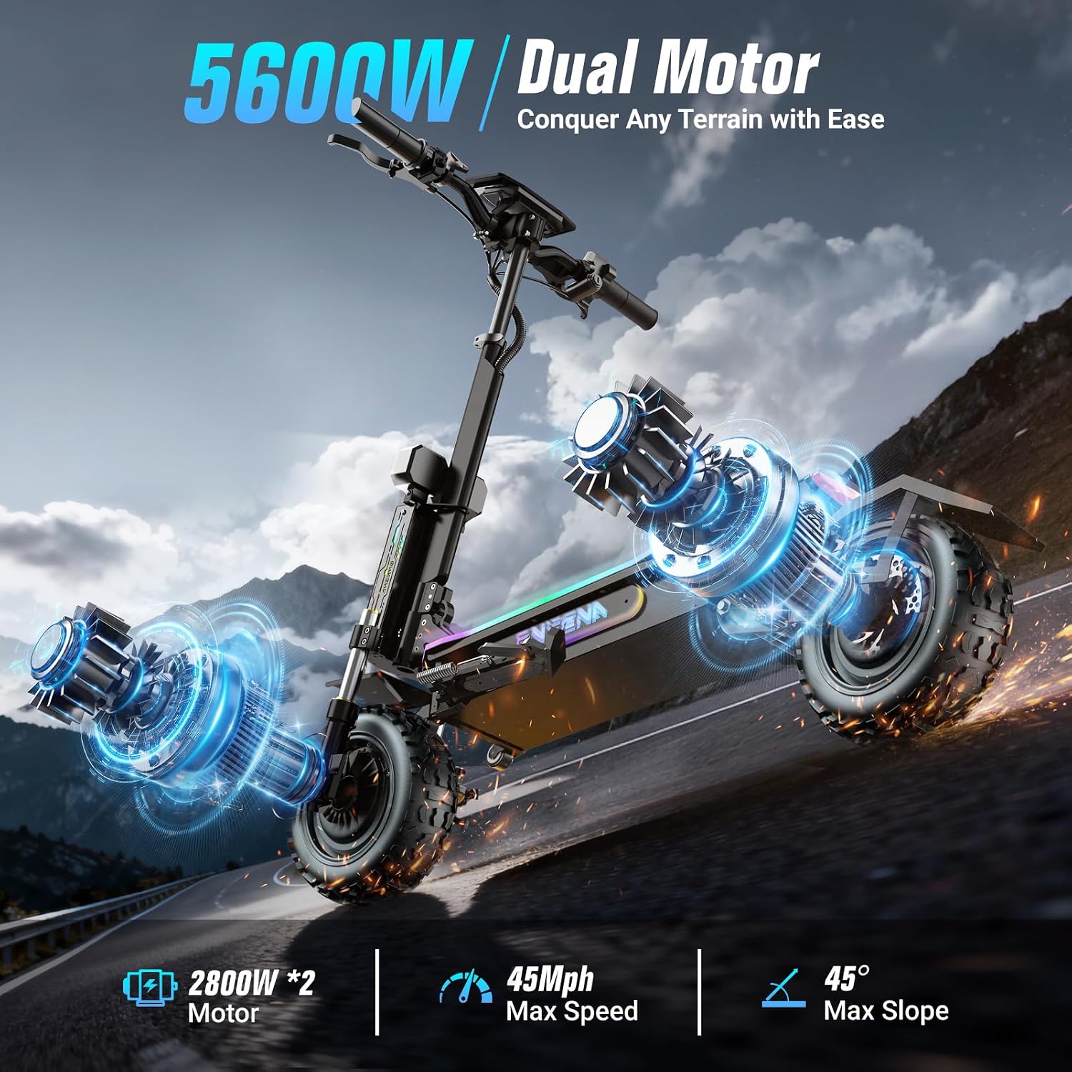 60V 5600W Dual Motor Electric Scooter - Trottinettes électriques pour adultes - Moteur